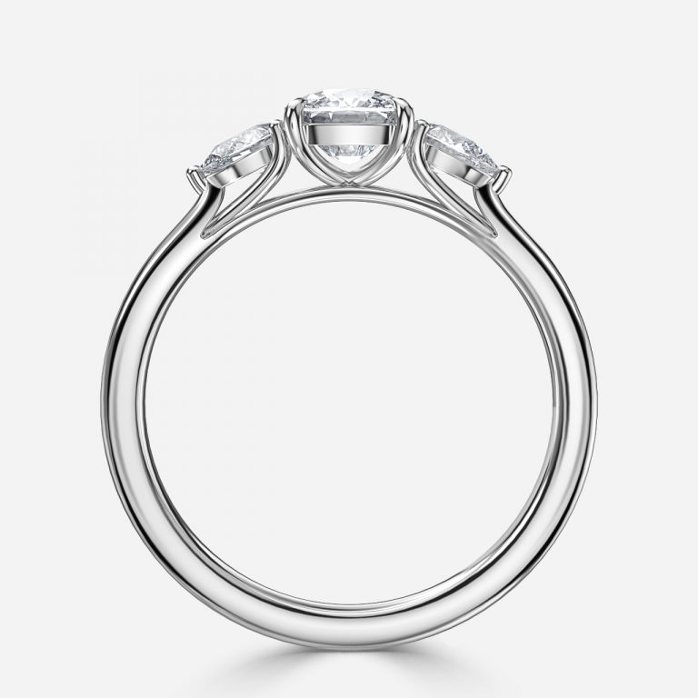 Cushion Three Stone Engagement Ring
