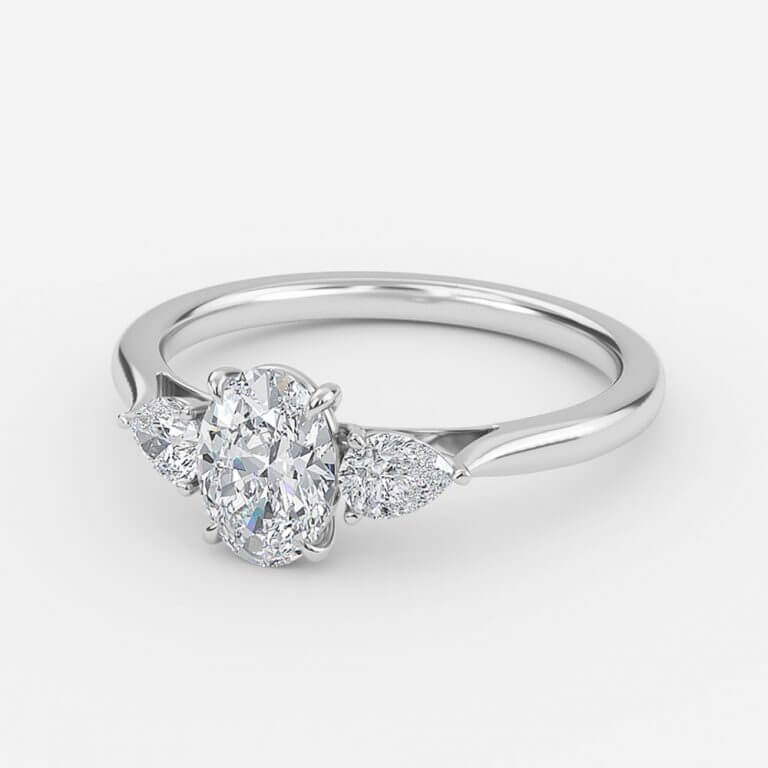 Oval Three Stone Engagement Ring