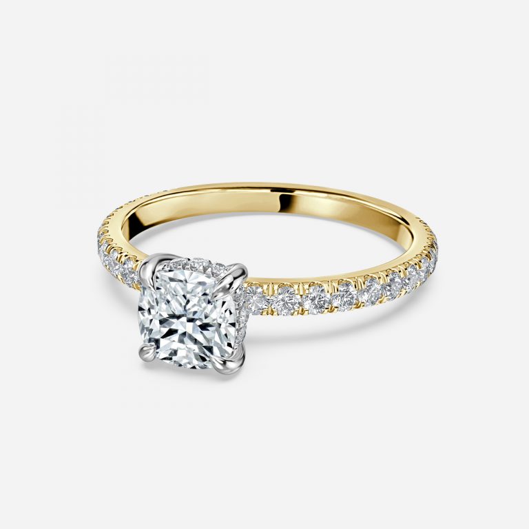 Cushion Hidden Halo Engagement Ring