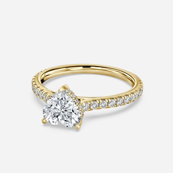 Heart Hidden Halo Engagement Ring