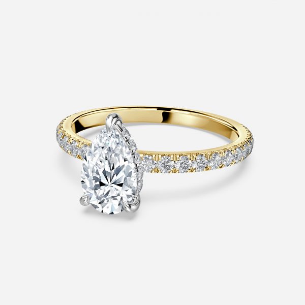 Pear Hidden Halo Engagement Ring