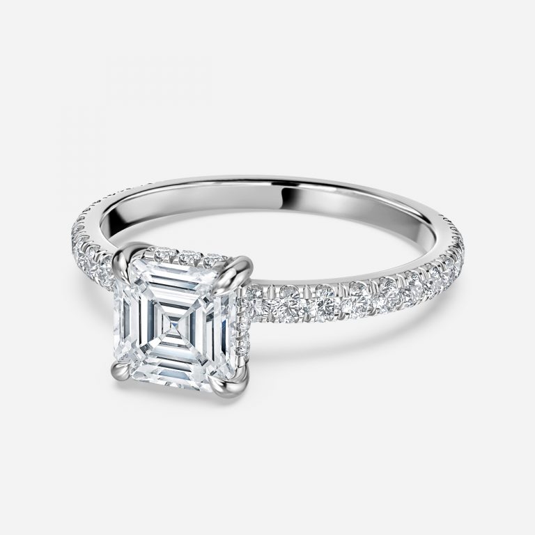 Asscher Hidden Halo Engagement Ring