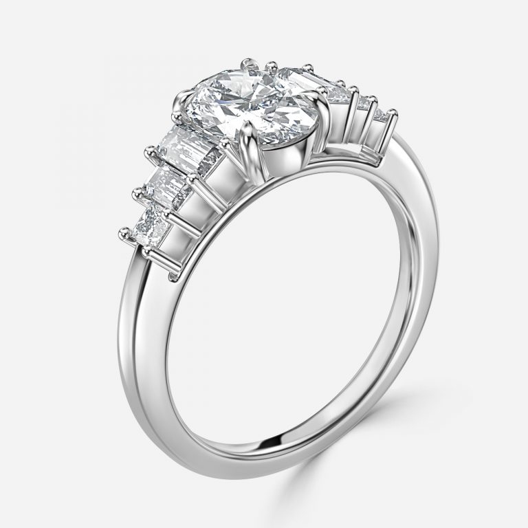 Oval Three Stone Engagement Ring