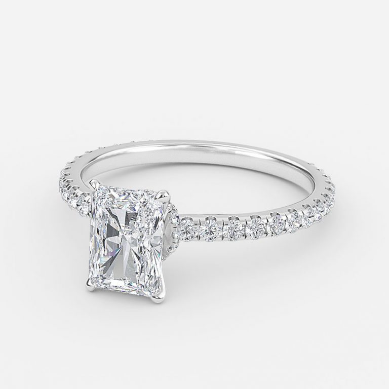 Radiant Hidden Halo Engagement Ring