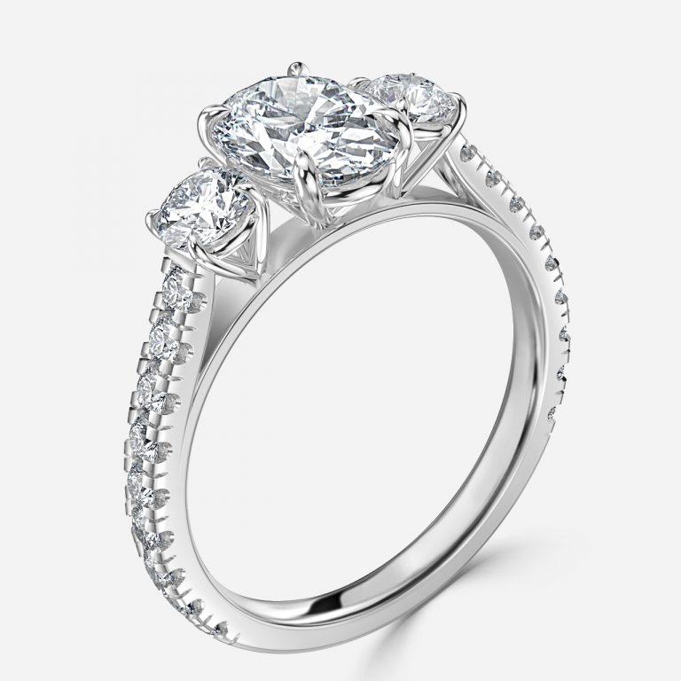 Oval Three Stone Engagement Ring