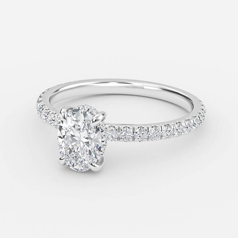 Oval Hidden Halo Engagement Ring