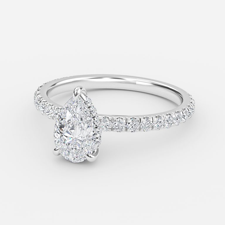 Pear Hidden Halo Engagement Ring
