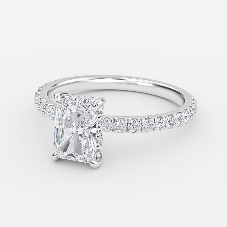 Radiant Hidden Halo Engagement Ring