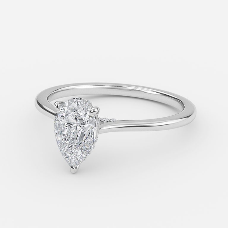 Pear Hidden Halo Engagement Ring