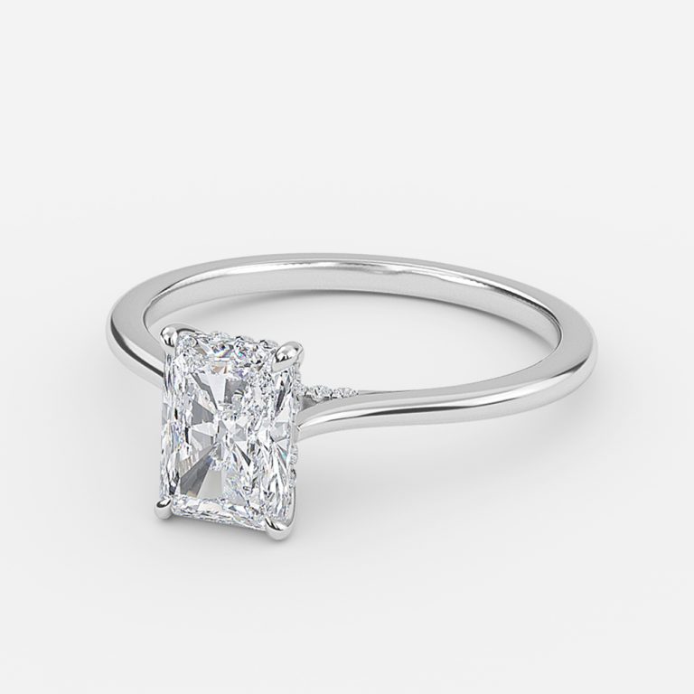 Radiant Hidden Halo Engagement Ring