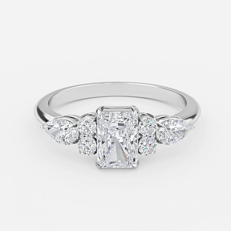 Radiant Three Stone Engagement Ring