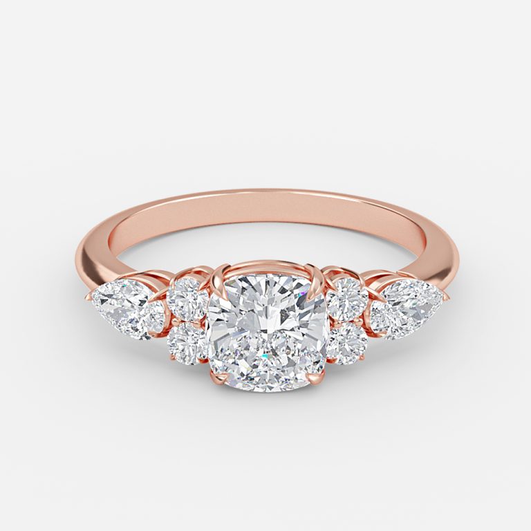 Cushion Three Stone Engagement Ring