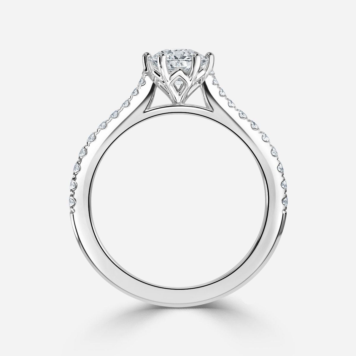 Cushion Diamond Band Engagement Ring