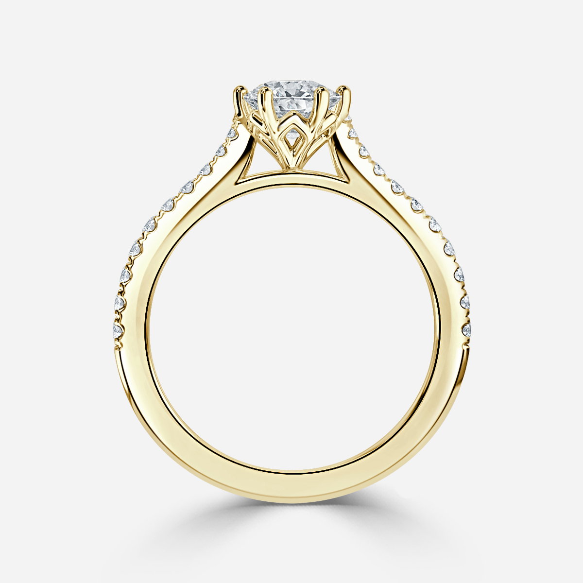 Cushion Diamond Band Engagement Ring