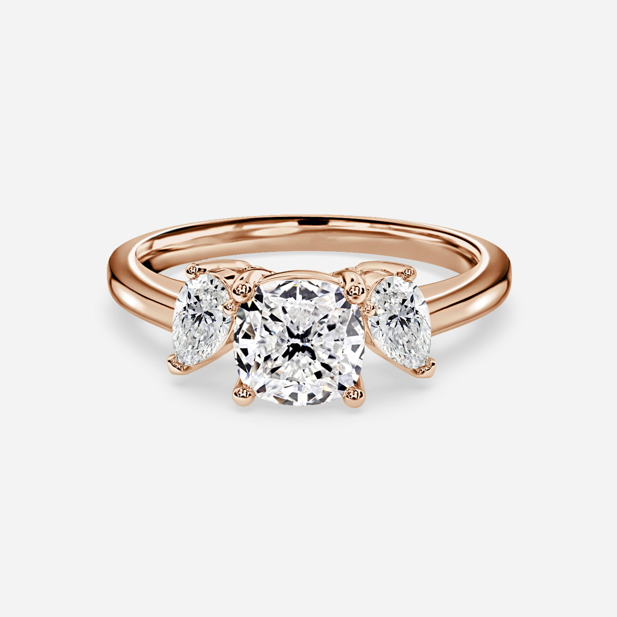 Cushion Three Stone Engagement Ring
