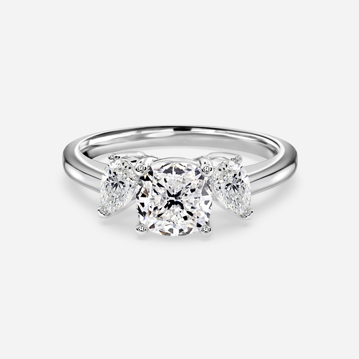 Cushion Three Stone Engagement Ring