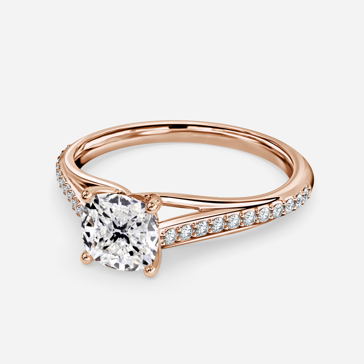 Cushion Diamond Band Engagement Ring