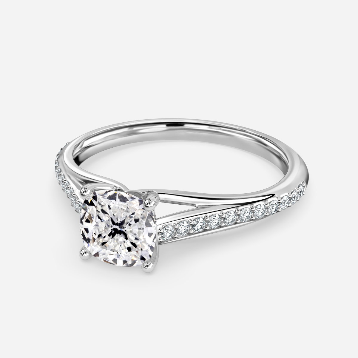 Cushion Diamond Band Engagement Ring