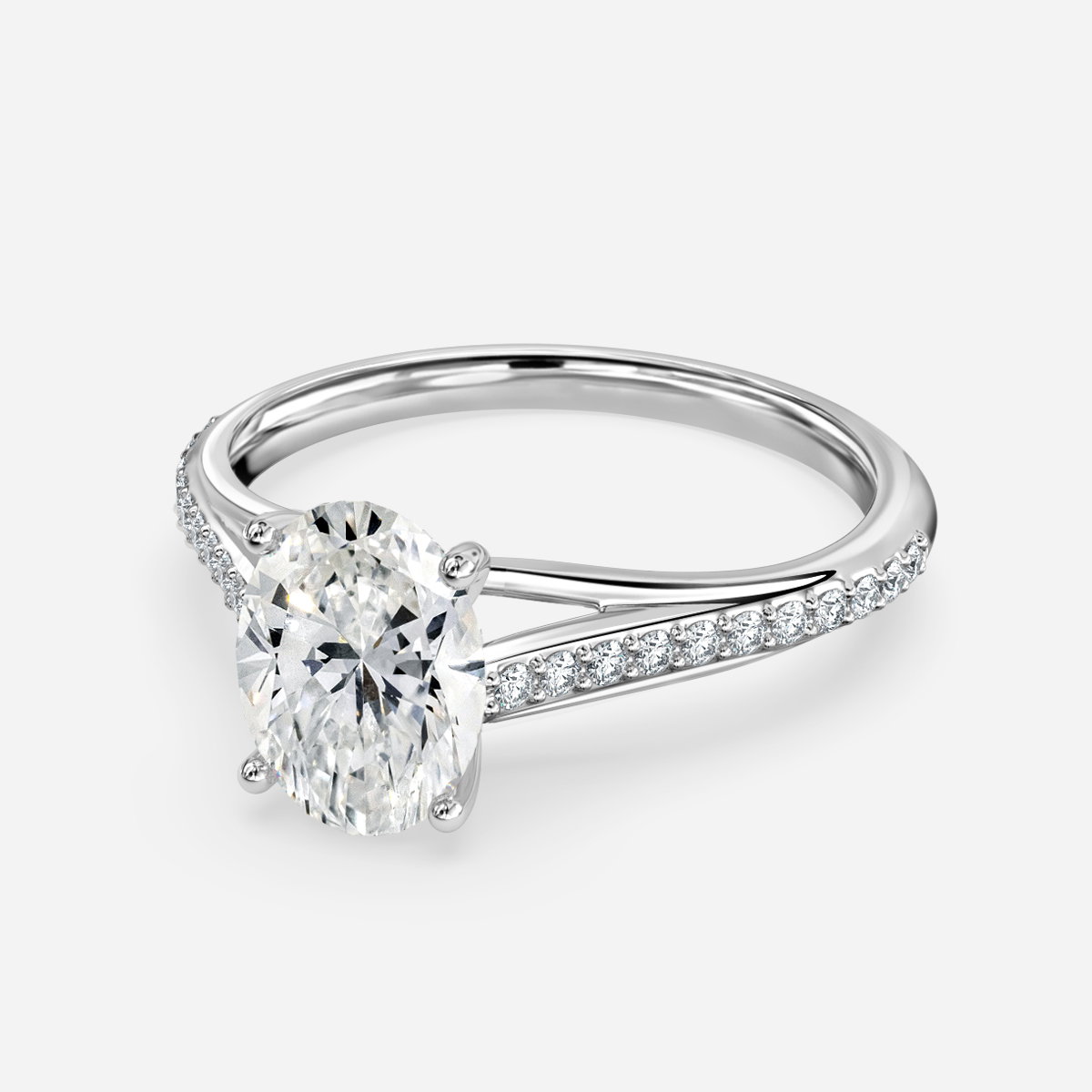 Oval Diamond Band Engagement Ring