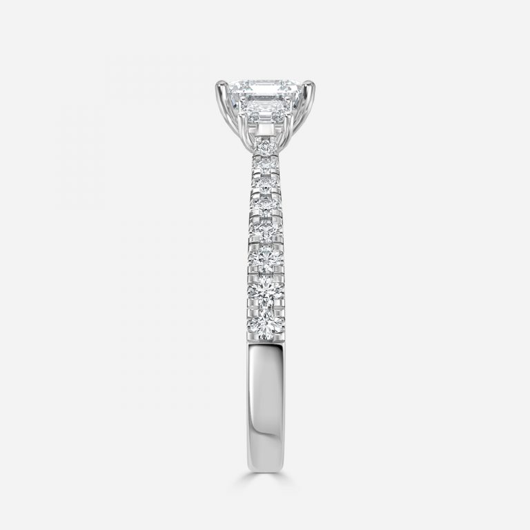 Asscher Three Stone Engagement Ring