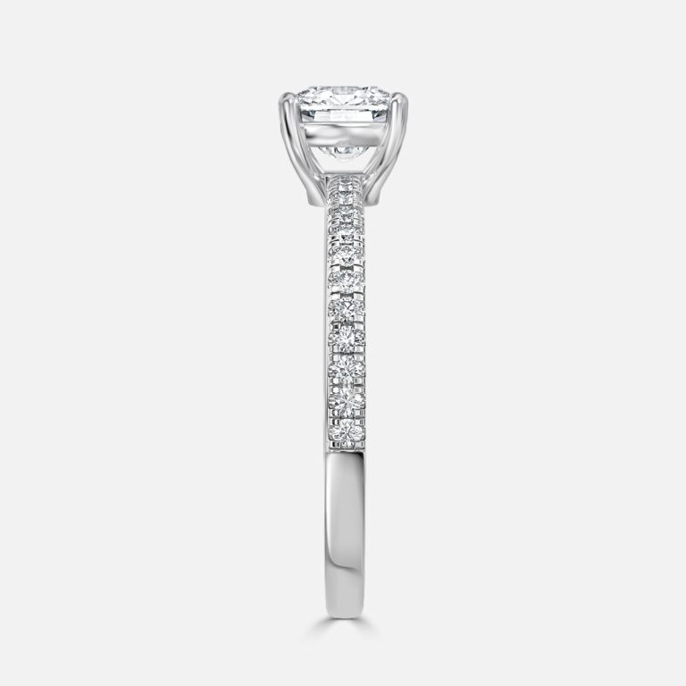 De La Luna Cushion Diamond Band Engagement Ring