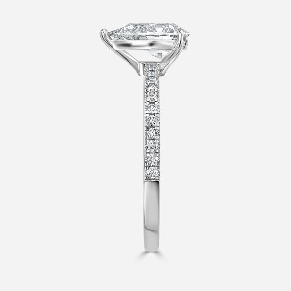 De La Luna Pear Diamond Band Engagement Ring