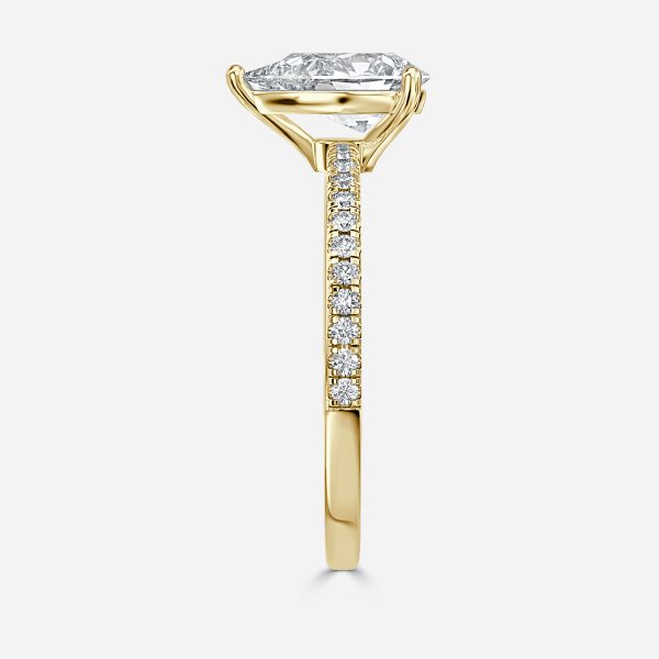 De La Luna Pear Diamond Band Engagement Ring