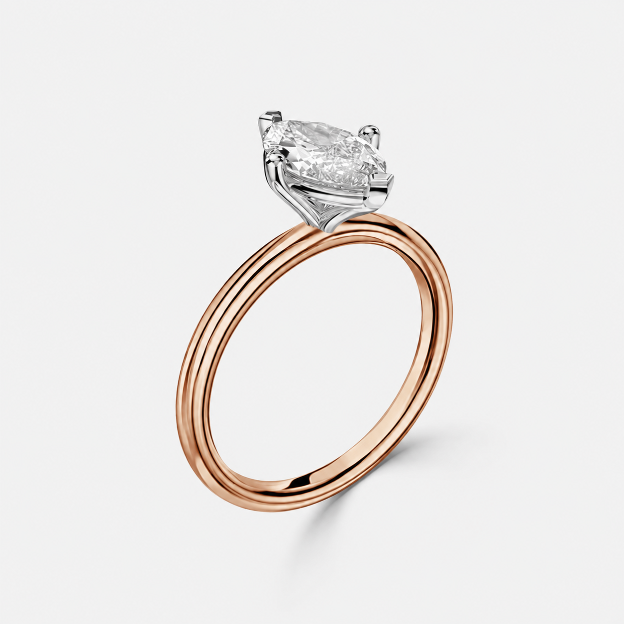 Marquise Two Tone Solitaire Engagement Ring