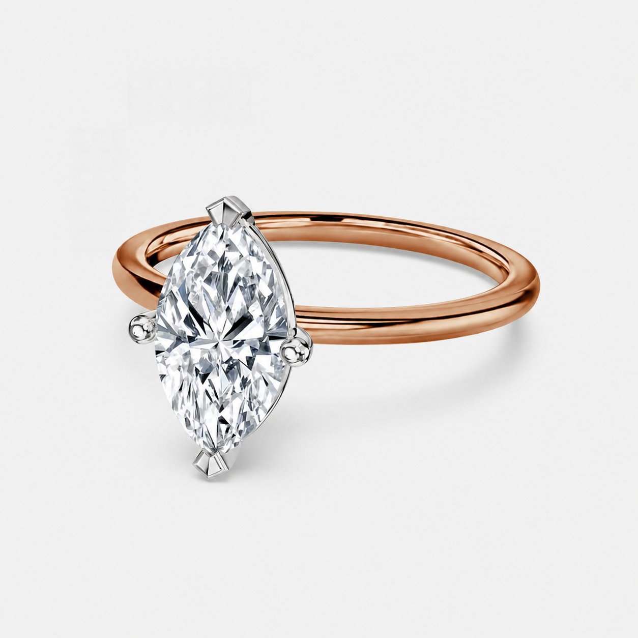 Marquise Two Tone Solitaire Engagement Ring