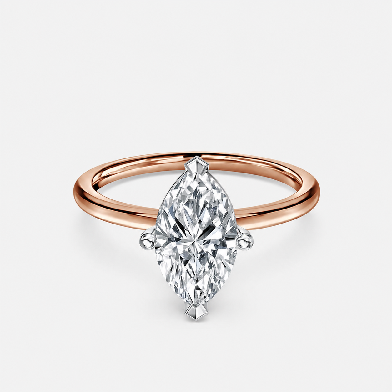 Marquise Two Tone Solitaire Engagement Ring