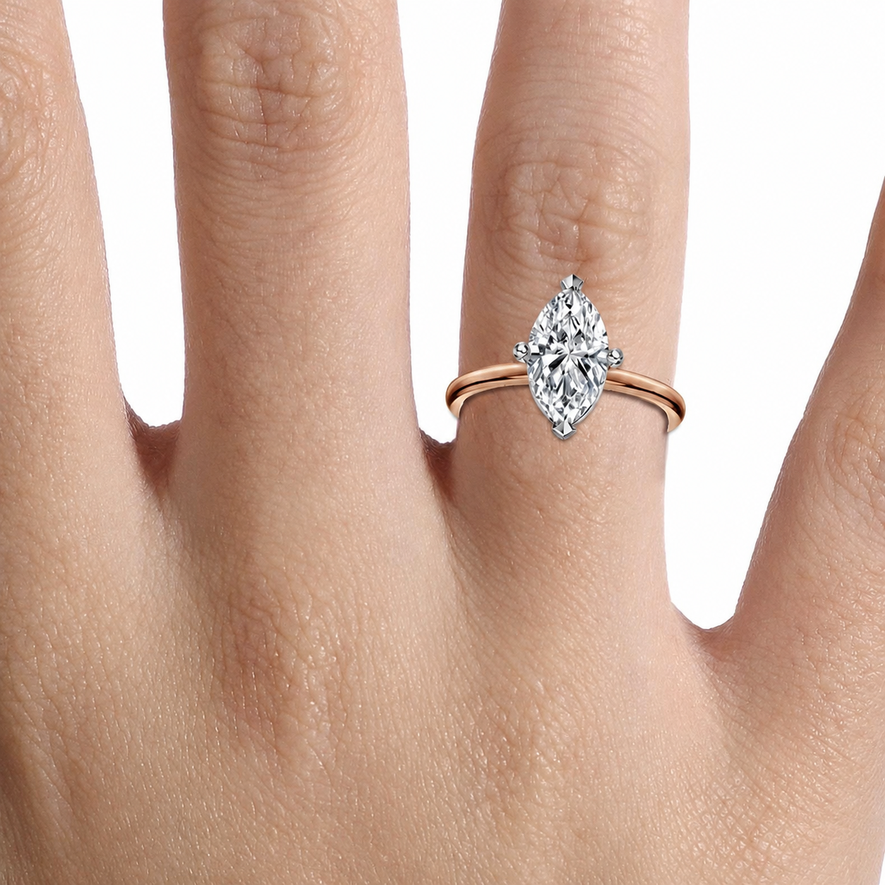 Marquise Two Tone Solitaire Engagement Ring