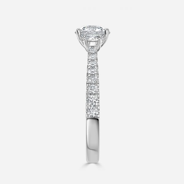 Round Three Stone Engagement Ring