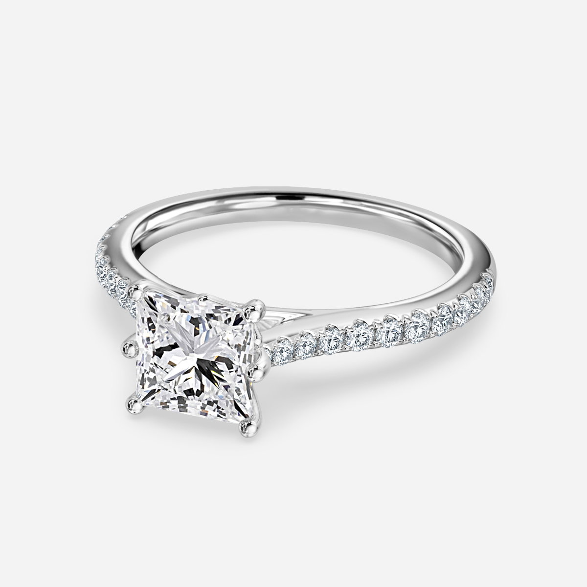 Princess Diamond Band Engagement Ring
