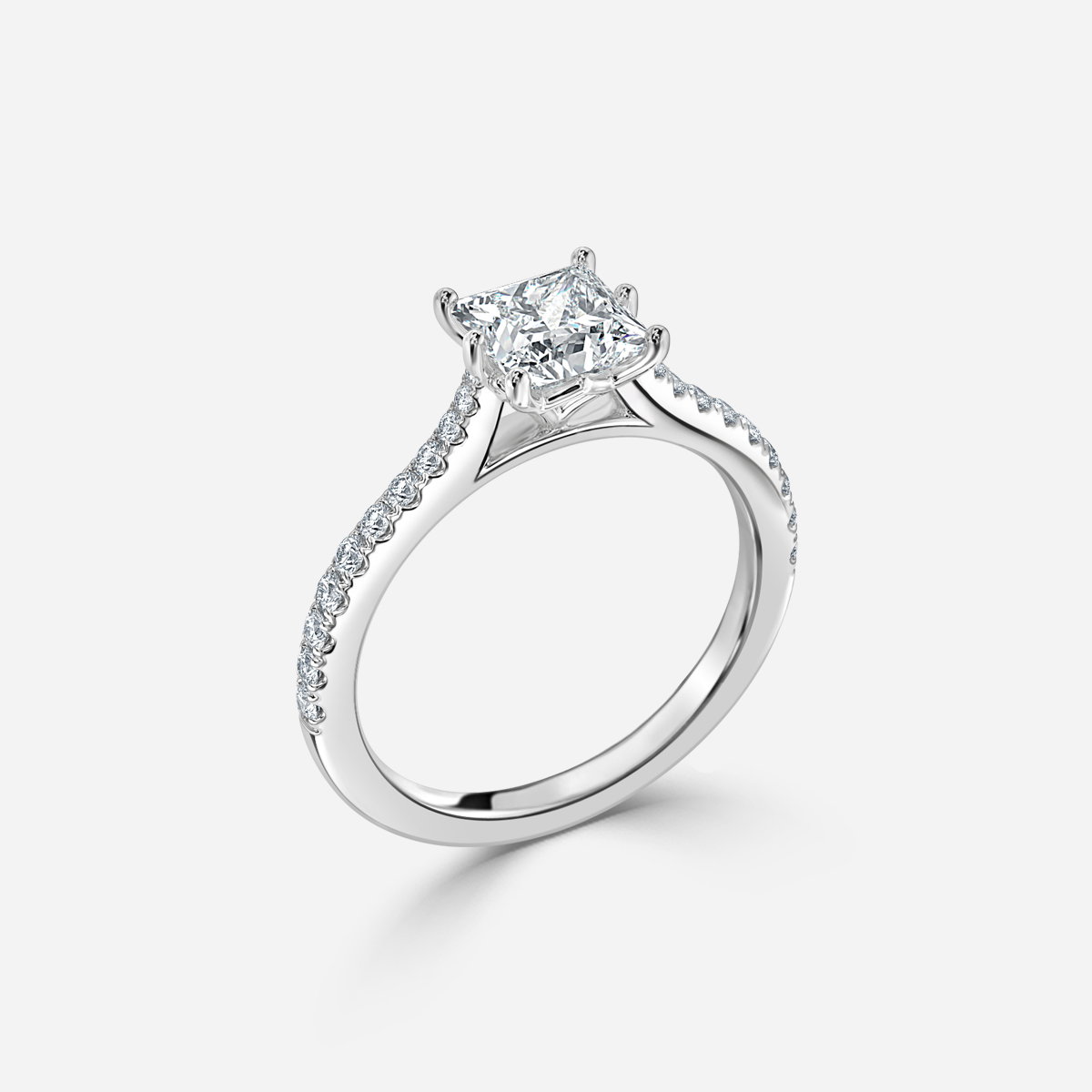 Princess Diamond Band Engagement Ring