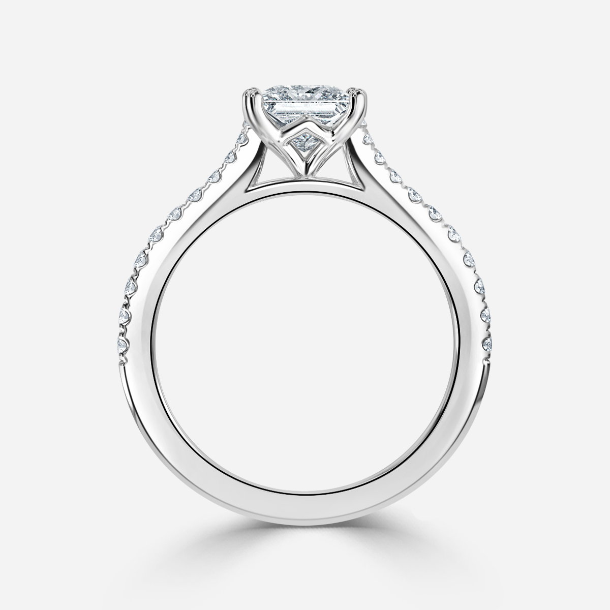 Princess Diamond Band Engagement Ring