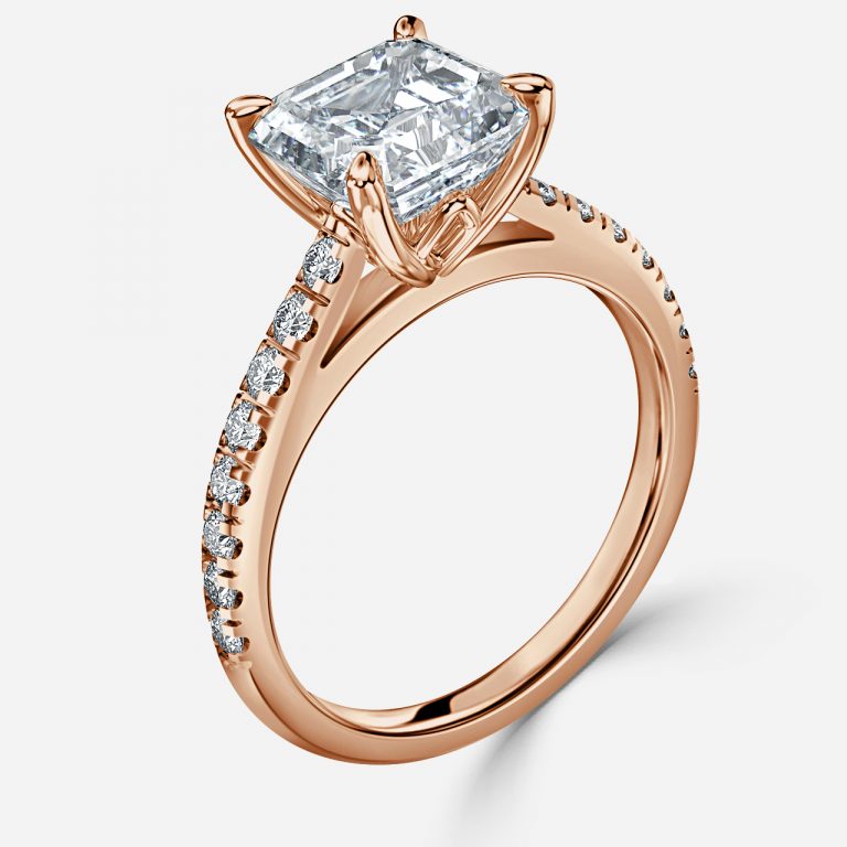 Asscher Diamond Band Engagement Ring