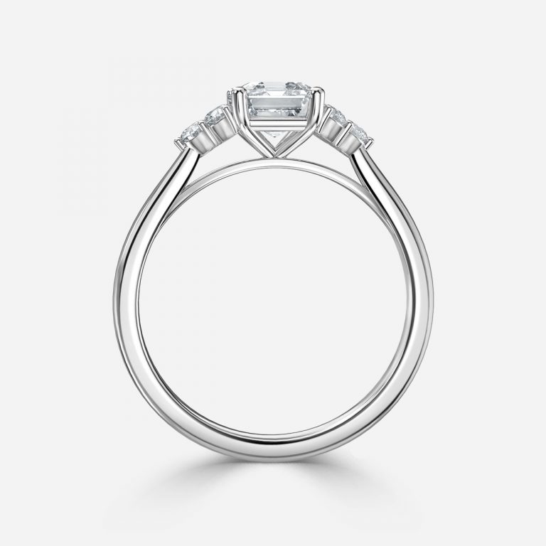 Asscher Cluster Engagement Ring