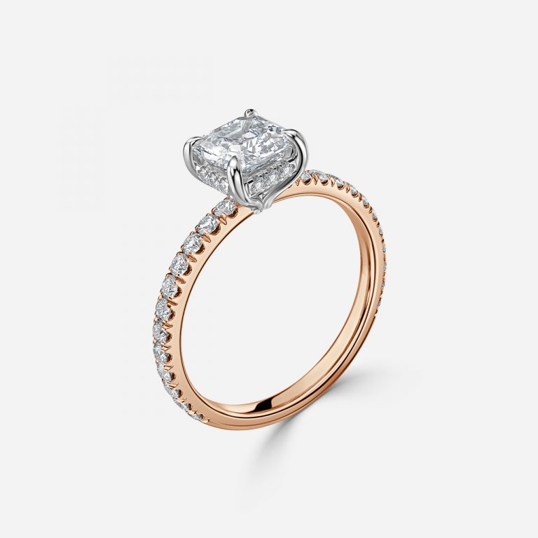Asscher Hidden Halo Engagement Ring