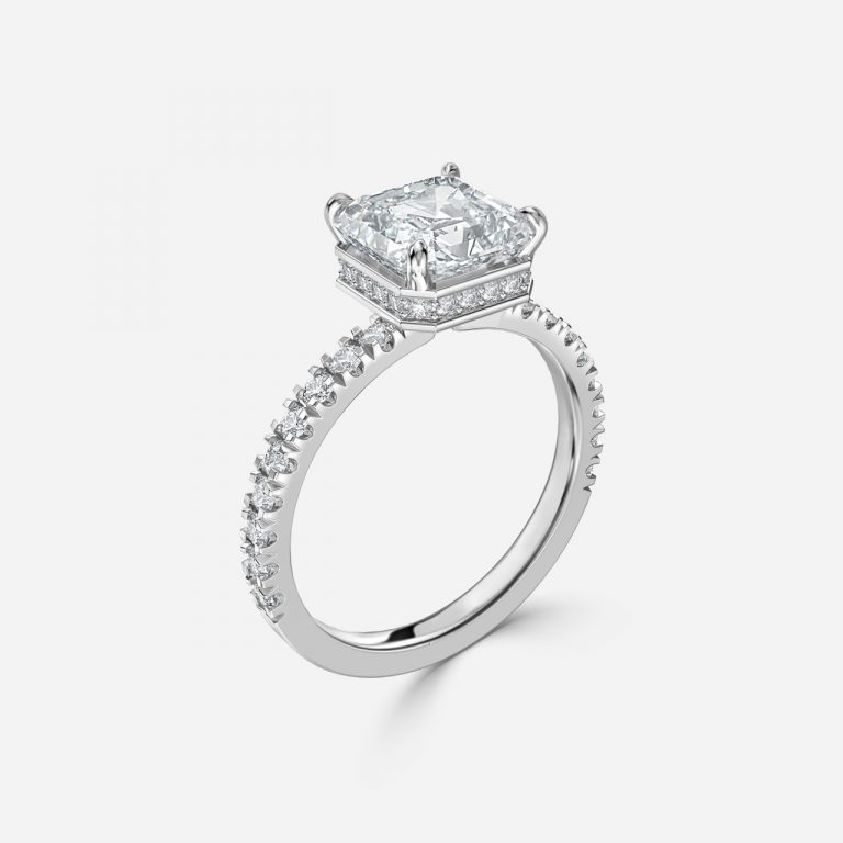 Asscher Hidden Halo Engagement Ring
