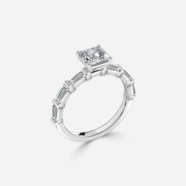 Asscher Diamond Band Engagement Ring