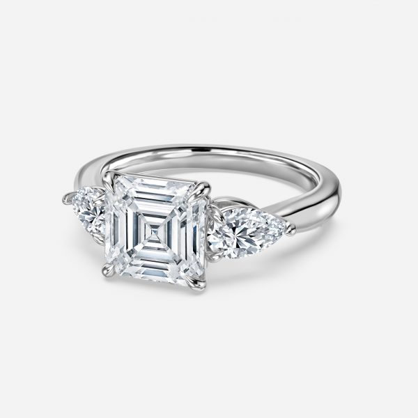 Asscher Three Stone Engagement Ring