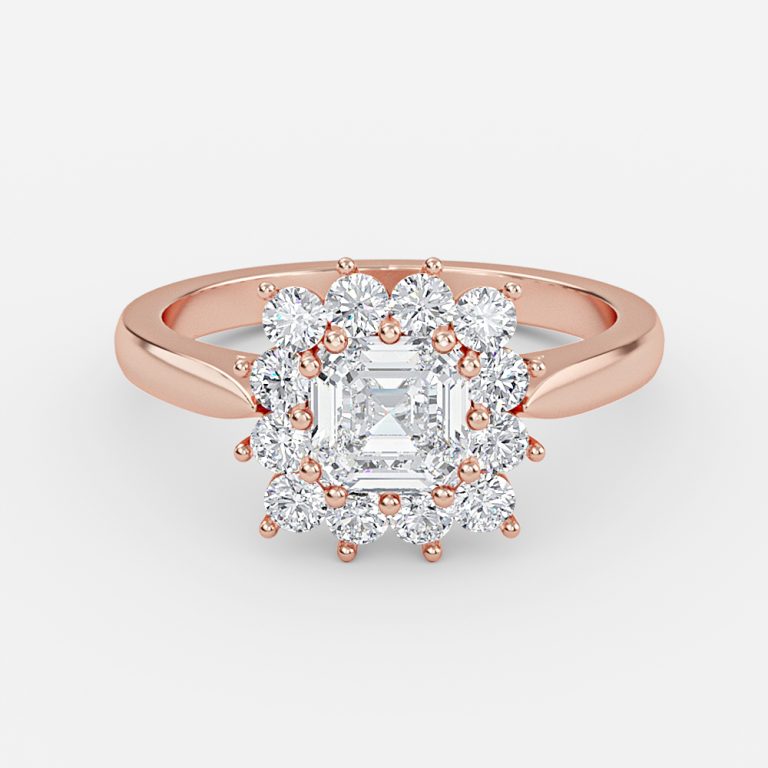 Asscher Cluster Engagement Ring