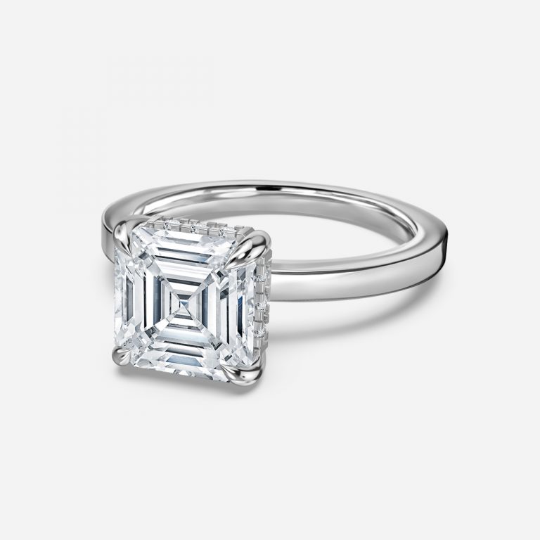 Asscher Hidden Halo Engagement Ring