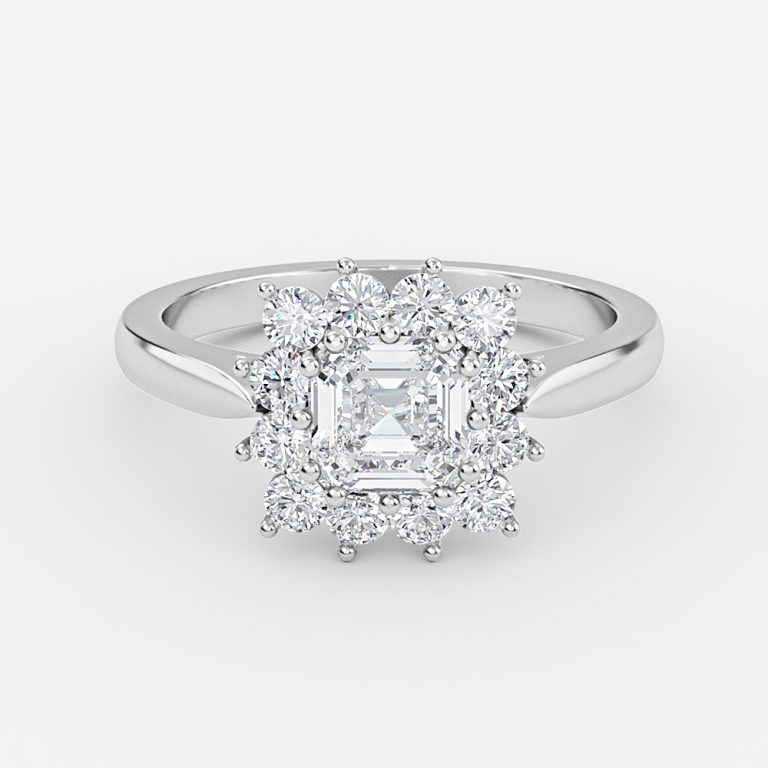 Asscher Cluster Engagement Ring
