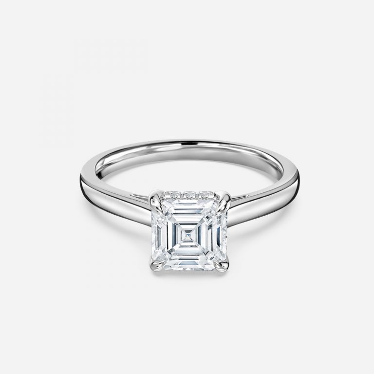 Asscher Hidden Halo Engagement Ring