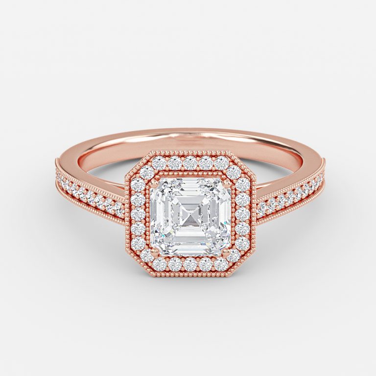 Asscher Halo Engagement Ring