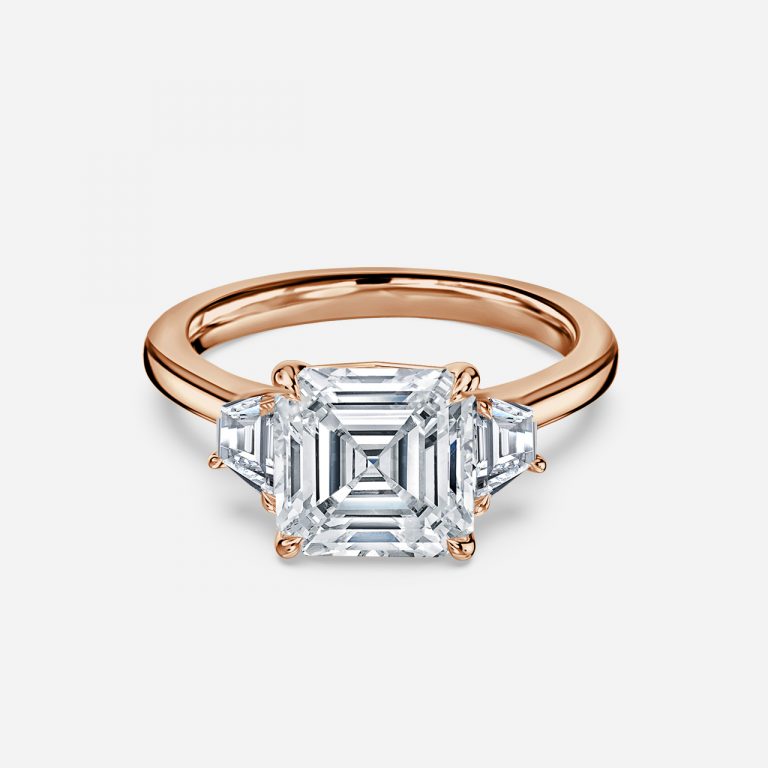 Asscher Three Stone Engagement Ring