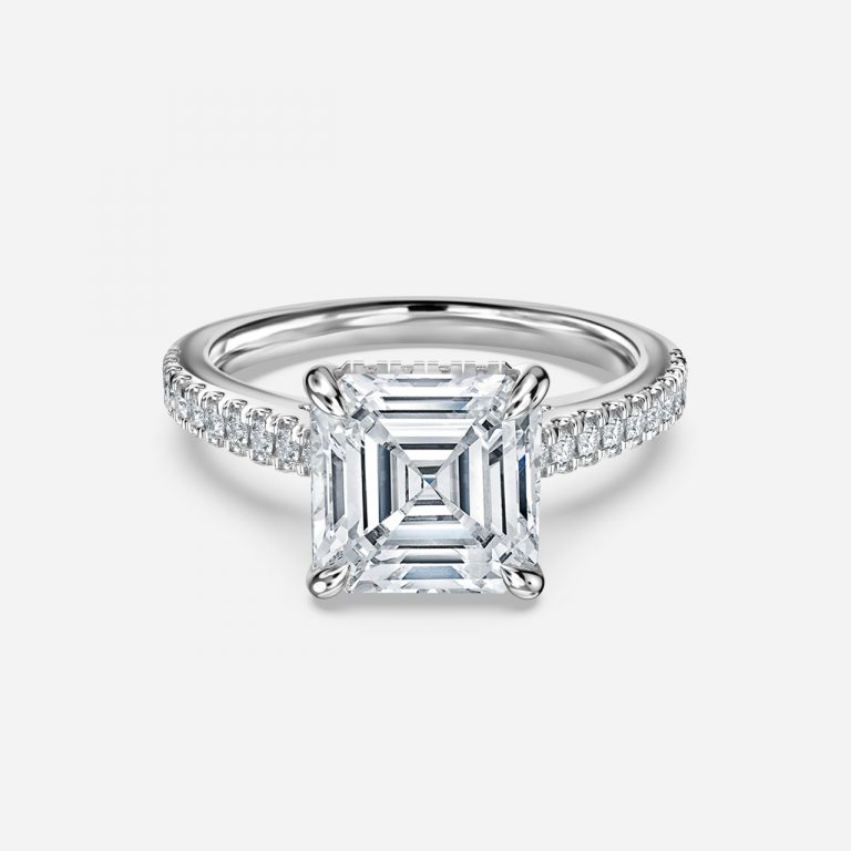 Asscher Hidden Halo Engagement Ring