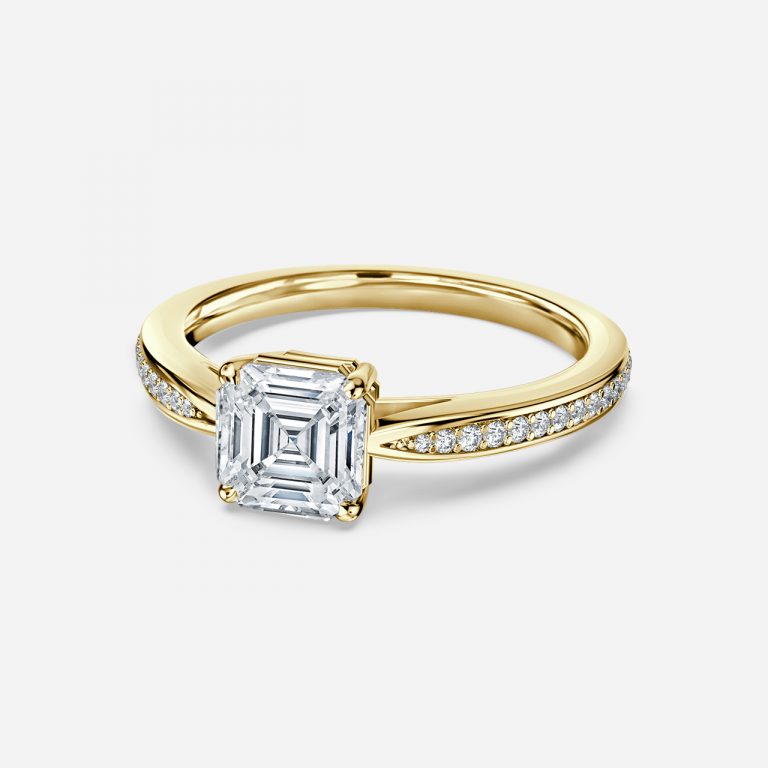Asscher Diamond Band Engagement Ring