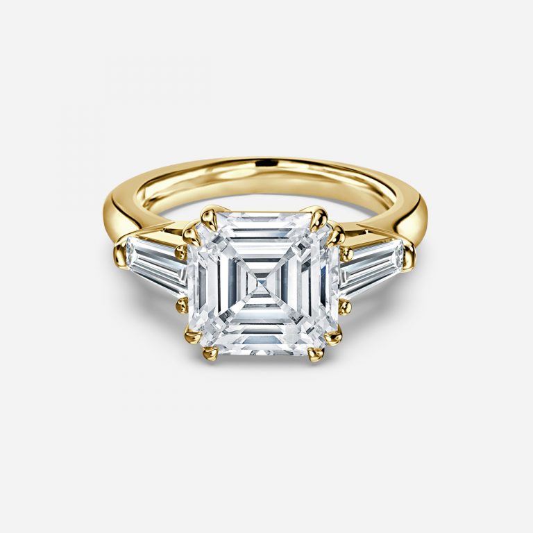 Asscher Three Stone Engagement Ring